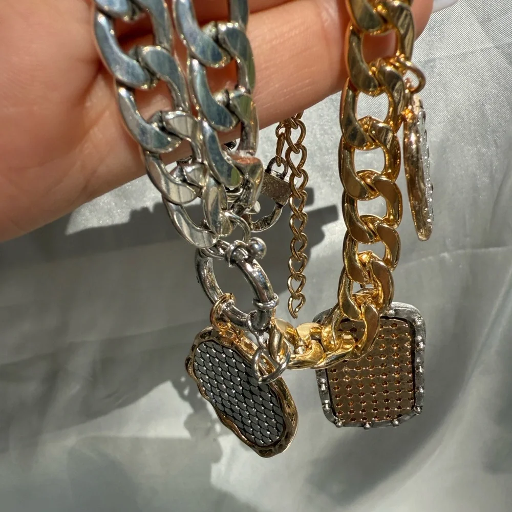 New! Zara coin combination necklaces silver&gold mixcolor adjustable - Picture 4 of 14